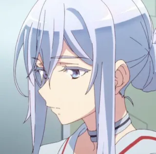 ✨ 322e9b89 Anime, Chica, Pelo blanco, Ojos azules, Perfil, Expresión, Linda, Mujer whatsapp sticker