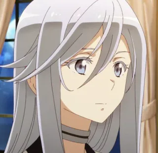 ✨ ed3d473f Anime, Mujer, Pelo Blanco, Personaje, Retrato whatsapp sticker