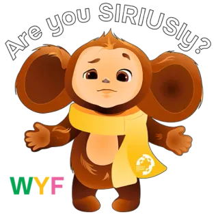 😂 b0c8e782 Cheburashka Are you SIRIUSly? ceburaschina, adesivo, divertente, cartone animato, domanda, sei serio? telegram sticker