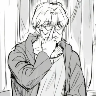 🖕 1e9596c1 中指, 冒犯性手势, 男人, 眼镜, 插图 whatsapp sticker