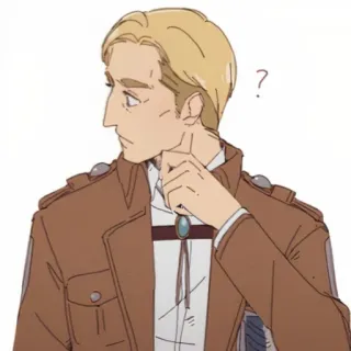 😕 4072e1ab Erwin Smith Attack on Titan 动漫, 军事, 角色, 严肃, 领导, 疑问, 金发, 棕发 whatsapp sticker