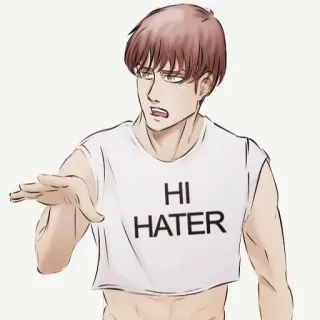 😏 7f1398dd HI HATER 你好黑粉, 态度, 露脐装, 表情包, 讽刺 whatsapp sticker