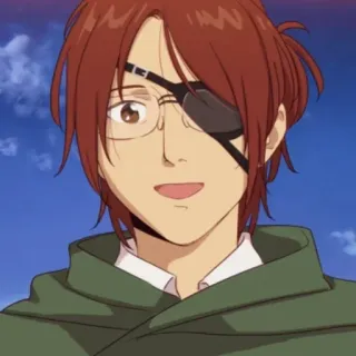 😶 d61a05e9 Hange Zoe Attack on Titan 动漫, 角色, 汉吉·佐耶, 进击的巨人, AOT, 眼罩, 科学家 whatsapp sticker