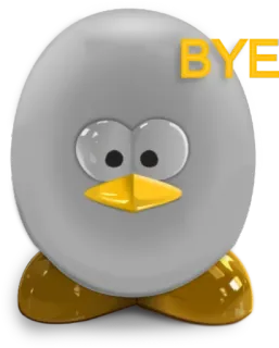 😐 970686dc BYE oiseau, dessin animé, adieu, au revoir, pingouin, départ telegram sticker