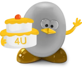 🍰 cf7391d8 4U pingouin, gâteau, cadeau, fête, dessin animé, mignon, animal telegram sticker