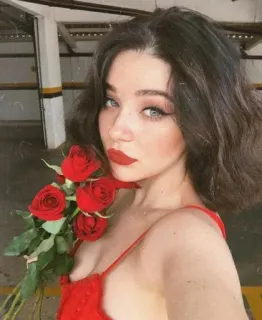 🤍 06e45fb6 woman, portrait, red, rose, beauty, makeup whatsapp sticker