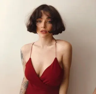 🤍 ca27cbb0 woman, red dress, portrait, brunette, girl, fashion, beauty whatsapp sticker