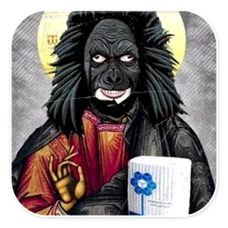 💊 38e1b505 małpa, religia, śmieszne, dziwne, obraźliwe, ilustracja telegram sticker