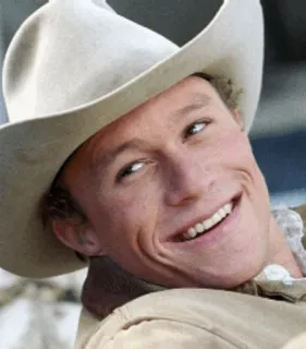 😂 a4608c06 คาวบอย, หมวก, ผู้ชาย, ยิ้ม, ภาพเหมือน telegram sticker