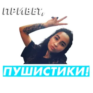 ✌️ 38a06fe7 ПРИВЕТ,
ПУШИСТИКИ! ciao, soffice, saluto, russo, donna, segno di pace whatsapp sticker