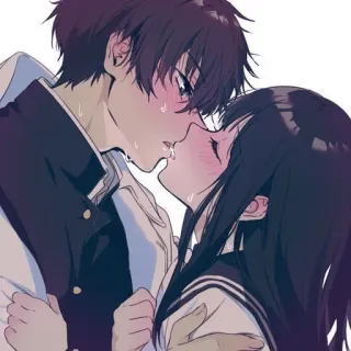 😚 2d7c8076 bacio, anime, romantico, amore, coppia telegram sticker