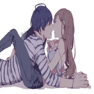 😘 9539a350 coppia, bacio, anime, romantico, amore telegram sticker