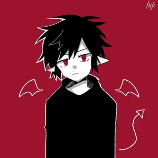 😐 e76aebe8 Anime, Diavolo, Demone, Ali, Rosso, Carino, Personaggio telegram sticker