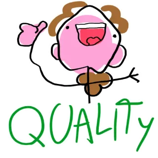 ✏ 99b230b6 QUALITY คุณภาพ, การ์ตูน, เชิงบวก, มีความสุข, การเฉลิมฉลอง, ตัวละคร, งานศิลปะ telegram sticker