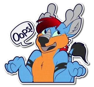 😶 06171ff8 Oops! 兽人, 拟人, 鹿, 鹿角, 哎呀, 卡通, 贴纸, 动物 telegram sticker