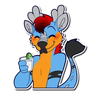 😊 2f923885 兽人, 拟人, 鹿, 酒精, 饮料, 鸡尾酒, 卡通 telegram sticker