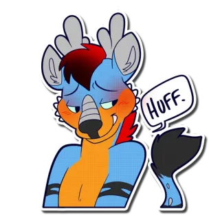 😚 48bf9853 HUFF. 兽人, 动物, 卡通, 喘气, 表情, 角色, 哺乳动物 telegram sticker