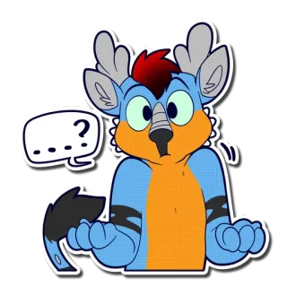❓ 5296dc07 ... 动物, 卡通, 鹿, 问题, 贴纸, 角色 telegram sticker