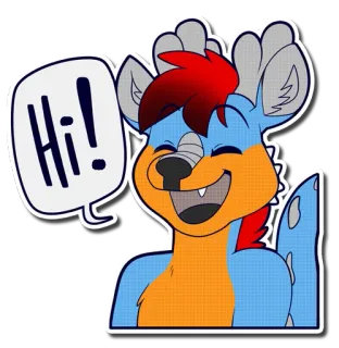 😃 5d3e28b7 Hi! 兽人, 兽迷, 问候, 你好, 气泡, 卡通, 动物 telegram sticker