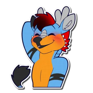 ☺️ 6749d56a 兽人, 兽迷, 卡通, 动物, 鹿, 蓝色, 橙色 telegram sticker