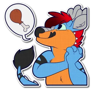 🍗 6d8db394 拟人, 兽人, 卡通, 鸡腿, 思考, 饥饿 telegram sticker