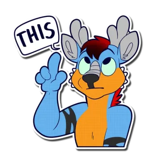 👆 832454c0 THIS 鹿, 毛茸茸, 动物, 卡通, 插图, 手势 telegram sticker