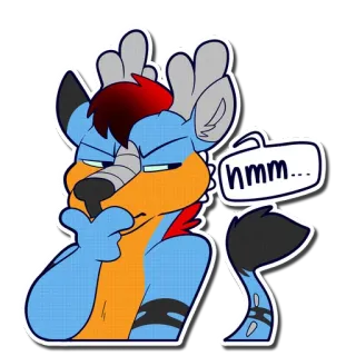 🤔 88055eeb hmm... 兽人, 动物, 思考, 嗯, 卡通, 可爱 telegram sticker