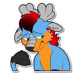 😟 aa3e4409 鹿, 卡通, 悲伤, 兽人, 动物, 毛茸茸, 贴纸 telegram sticker