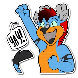 😃 aaf92d78 YAY! 兽人, 拟人, 卡通, 动物, 快乐, 庆祝, 耶 telegram sticker