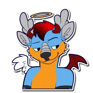 😀 b3dc2bc5 鹿, 天使, 恶魔, 翅膀, 角, 光环, 卡通, 兽人 telegram sticker