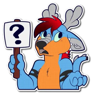 ❓ c40142b5 ? 问题, 鹿, 标志, 毛茸茸, 卡通, 动物, 角色, 困惑 telegram sticker