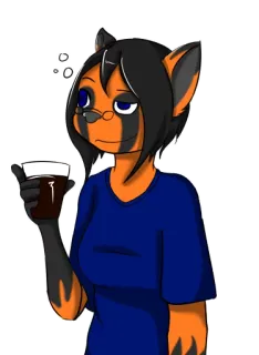 🍺 32d84066 anthropomorphic, animal, female, drunk, coffee telegram sticker