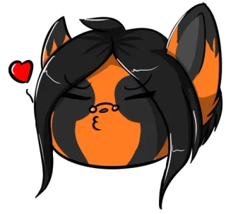 😘 615f464c cat, fox, animal, kiss, heart, orange, black telegram sticker