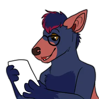 📘 23a0227d Cartone animato, Furry, Antropomorfo, Animale, Leggere, Occhiali, Personaggio whatsapp sticker