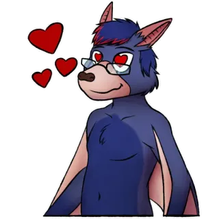 💙 3891d60f cartone animato, animale, pipistrello, cuore, amore, peloso whatsapp sticker