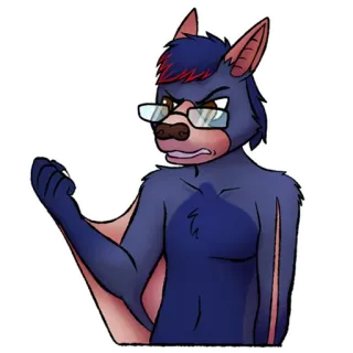 😡 549dc7f7 antropomorfo, pipistrello, furry, cartone animato, personaggio, occhiali whatsapp sticker