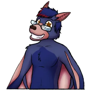 🤩 7a7b3958 Furry, Pipistrello, Antropomorfo, Cartone animato, Animale, Occhiali, Disegno whatsapp sticker