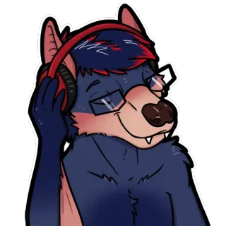 🎧 d52b5f3d Furry, Antro, Lupo, Cuffie, Occhiali, Cartoni animati whatsapp sticker