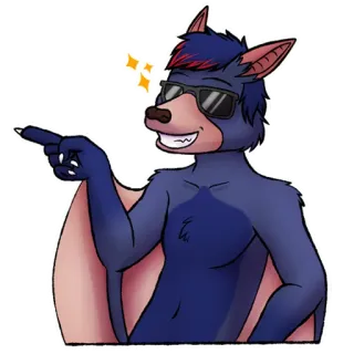 😎 e85addc3 pipistrello, antropomorfo, occhiali da sole, cartone animato, animale, furry, che indica whatsapp sticker