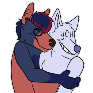 🤗 ece7bffc YCH abbraccio, lupi, furry, amici, animali, cartoni animati whatsapp sticker