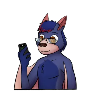 📞 f7796db8 Furry, Pipistrello, Antro, Cartone animato, Occhiali, Animale, Telefono, Personaggio whatsapp sticker