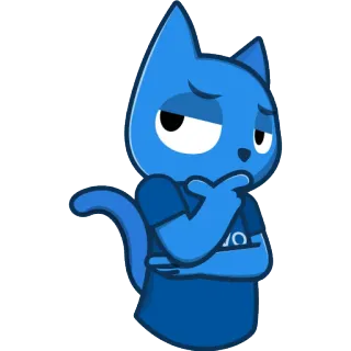 🤔 8657b5f8 고양이, 파란색, 생각, 만화, 스티커 telegram sticker