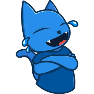 😂 96d088c8 고양이, 만화, 파란색, 웃음, 감정, 웃긴, 귀여운 telegram sticker