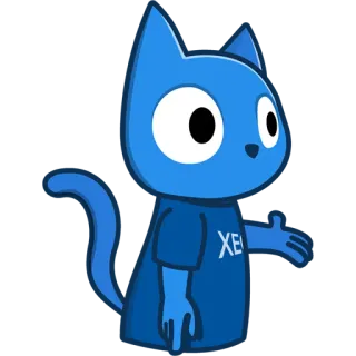 🖐 d8715100 XE 고양이, 만화, 마스코트, 파란색, 동물, 캐릭터 telegram sticker