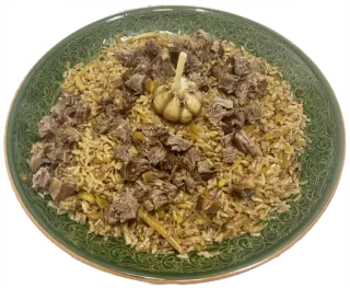 🍚 614bf53d Pilaw, Reis, Fleisch, Knoblauch, Essen, Gericht, Küche, Asiatisches Essen telegram sticker