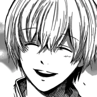 ☠️ a65a6f6c Anime, Mangá, Sorriso, Feliz, Preto e branco whatsapp sticker