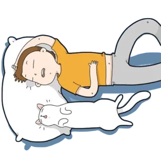 😴 33447130 睡觉, 猫, 枕头, 人, 放松, 卡通 telegram sticker