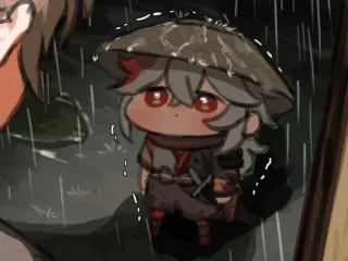 ☁️ 69812594 Kaedehara Kazuha Genshin Impact Anime, Video game, Kazuha, Genshin Impact, Personagem, Fofo, Chuva telegram sticker