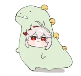 ☁️ e5173258 Kaedehara Kazuha Genshin Impact Anime, Desenho animado, Personagem, Kazuha, Fofo, Chibi, Dinossauro telegram sticker