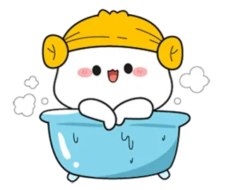 🌟 e2081d29 可爱, 卡通, 洗澡, 浴缸, 人物, 卡哇伊 whatsapp sticker